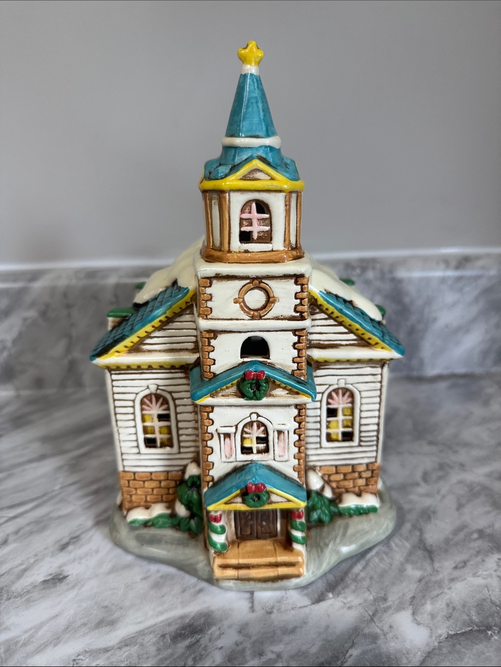 Vintage Lefton 1986 Christmas Church Porcelain Village House Byron Wood Decor